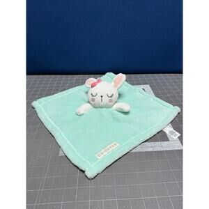 Bunny Rabbit White Mint Green Lovey Pink Bow Blanket‎ 14" Plush Newborn Gift